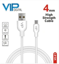 VIP METAL USB CABLE DATA TRANSFER WITH CHARGING  2.4 AMP - WHITE, 6 MONTHS